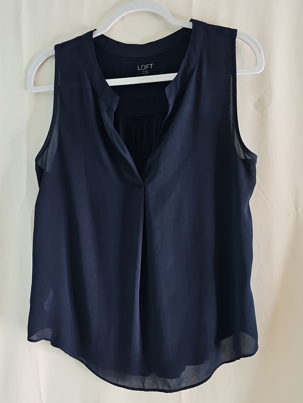 LOFT Navy Sleeveless V-Neck Blouse